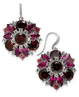 #ad Charter Club Silver Tone Red amp; Pink Crystal Drop Earrings $9.99