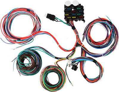 #ad 12 Circuit Wiring Harness Kit Automotive Hot Rod Universal Long Wires Wiring Har $141.99