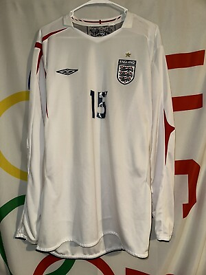 #ad Umbro England Soccer Shirt Mens 2XL 2007 2009 Home Kit Jersey Long Sleeve Jenas $24.97