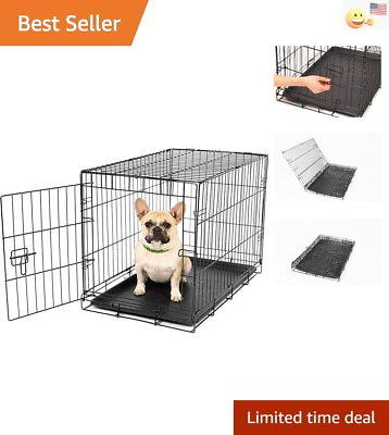 #ad SECURE AND FOLDABLE Single Door Metal Dog Crate Small $57.99