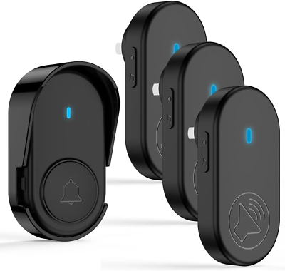 #ad D10 Wireless Doorbell with 3 Plug In Receivers IP65 Waterproof Door Chime Operat $20.88