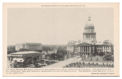 #ad Springfield Illinois IL Vintage Postcard c1926 Overlooking the State Grounds Unp $5.65