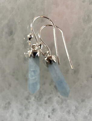 #ad aquamarine earrings sterling silver Crystal Shape $21.99