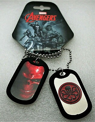 #ad Marvel Avengers Red Skull Hydra Dog Tags Necklace New NOS MIP $16.99