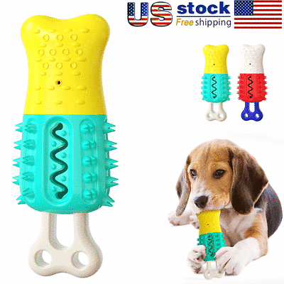 #ad 2 IN 1 Pet Dog Cleaning Chew Toys For Aggressive Rubber Molar Stick Oral Teeth $7.89