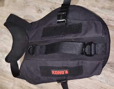#ad Kong Large Black Tactical Service Dog Harness Side pockets Size Extra Large XL $24.99
