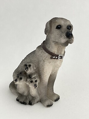 #ad Gray Dog with Puppies Resin Figurine 4.25quot; $5.95