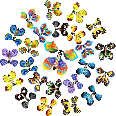 #ad 24 Pcs Magic Flying Butterfly For Birthday Surprise Card Exploding Gift Box $22.44