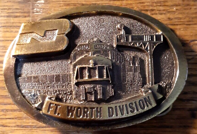 #ad Burlington Northern Ft. Worth Division Belt Buckle 3 1 2 Inches $39.95