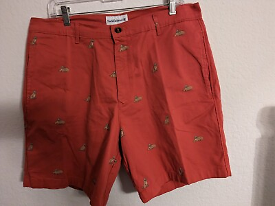 Saddlebred Mens Shorts Orange With Lab Dog Size 36 Embroidered 7quot; inseam $15.97
