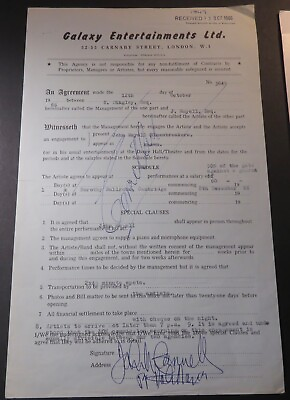 #ad 1966 John Mayall Bluesbreakers with Peter Green Concert Contract Cambridge UK $295.00