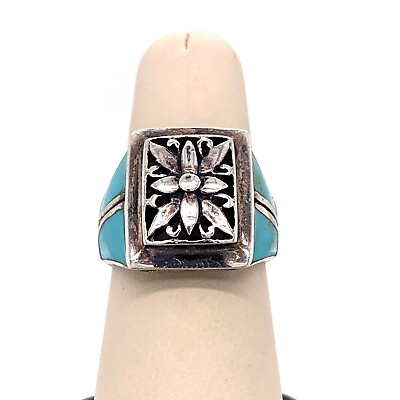 #ad Designer Sterling Silver amp; Turquoise Size 7.75 Ring 65 $34.99