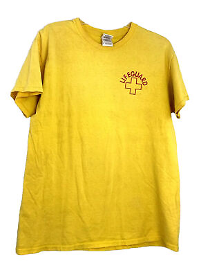 #ad Lifeguard Beach Graphic Mens Yellow Short Sleeve T Shirt Size Medium $9.35