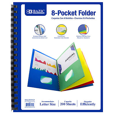 #ad 1 Pc Organizer File Folders Cabinet Letter Size 8 Pocket Document Binder Office $11.99