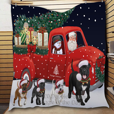 #ad #ad Staffordshire Bull Terrier Dog Bedding Coverlet Pets Comforter Christmas Quilt $142.99