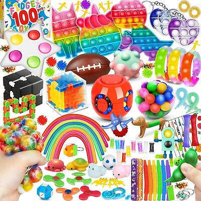 #ad 100 Pcs Fidget Toys Pack Party Favors Carnival Treasure Classroom Prizes Smal $49.22