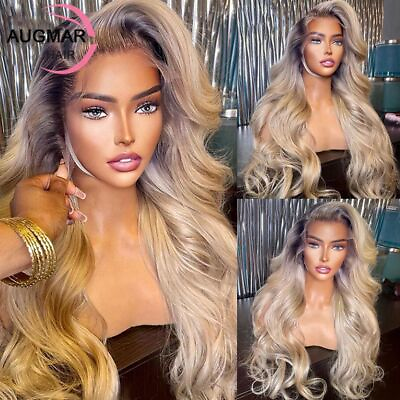 #ad 2022 NEW Grey gold lace front wig for women 13x4 Ombre wavy lace front wig $305.62