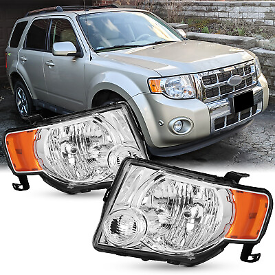 #ad Headlights Assembly Clear Chrom for 08 12 Ford Escape XLS XLT Limited Hybrid $76.88