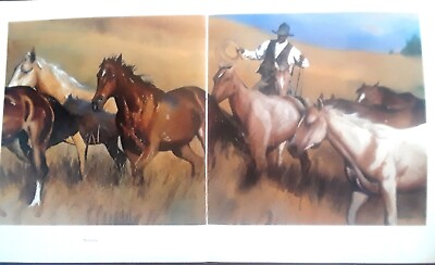 #ad William Matthews quot;THE CAVVYquot; 2 PRINTS MAKES ONE PRINT Western Art 21x12 $16.00