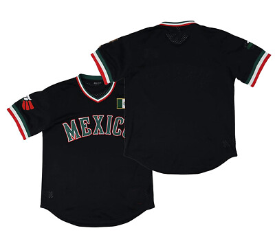 #ad Design Mexico Baseball Jersey Fans Cheerlead Pullover Sewn 2023 Black Youth Men $30.99