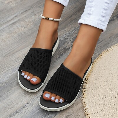 #ad Womens Comfort Summer Slides Slippers Mules Casual Flat Beach Sandals Walking $23.33