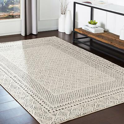 #ad Gray and White Boho Area Rug Geometric Pattern Accent Durable Made in Turkey 5X7 $185.60