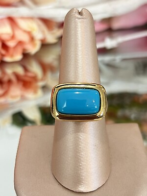 #ad Michelle Albala QVC Sterling Silver Gold Tone Turquoise Cocktail ring bands $99.99