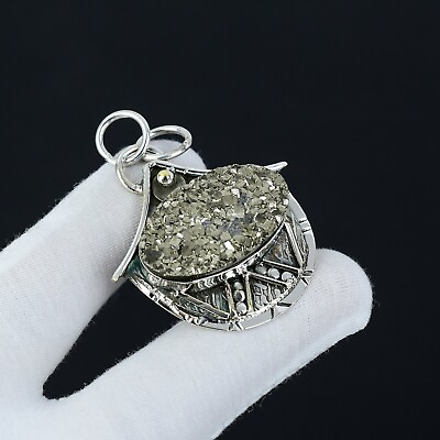 #ad Pyrite Druzy Gemstone Handmade Pendant 925 Sterling Silver Pendant For Gifts $17.50