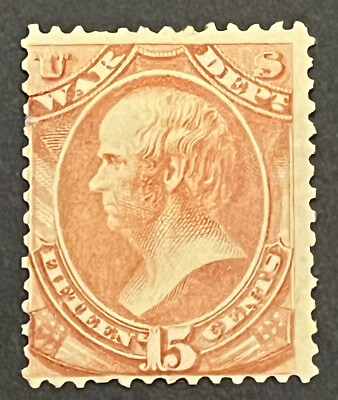 #ad Travelstamps:1873 US Stamps Scott #O90 15c Mint OG MOGH Official Stamp War Dept. $29.99