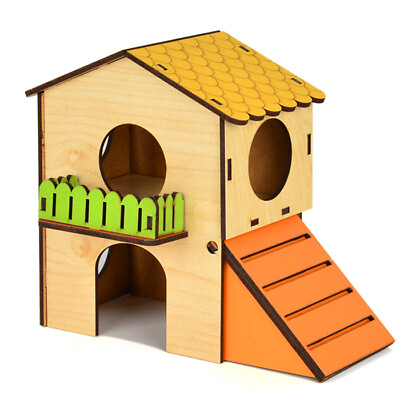 Pet Small Animal Hamster Hideout House Two Layers Plywood Hut Play Toy Rat $13.21