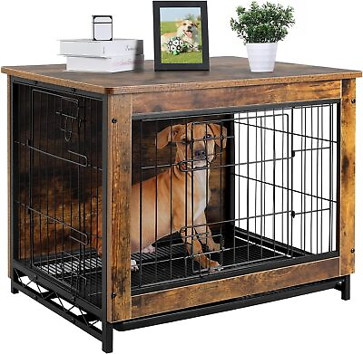 #ad Wooden Dog Crate Furniture Indoor Dog Kennel End Table Pet Cage for Small Dogs $89.90