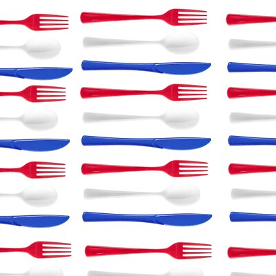 #ad 150 Ct Disposable Plastic 4th Of July Red White And Blue Cutlery Set I Serves... $30.79