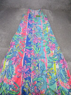 #ad Lilly Pulitzer Maxi Dress Womens Large Kerri Maxi Multi Floral Long NEW $59.99