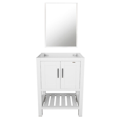 #ad 24 inch Modern Bathroom Vanity Cabinet Only W Mirror Wood Single Table White $219.99