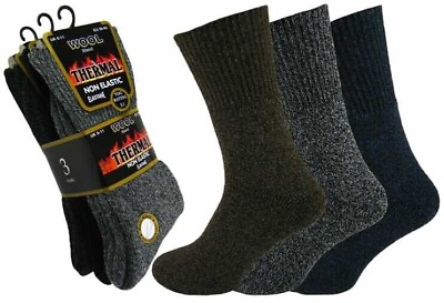 #ad Mens Non Elastic Wool Blend Thermal Diabetic Socks Thick Warm 3 6 Pairs UK 6 11 GBP 8.99