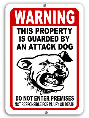 BEWARE OF DOG Sign Attack Dog on Duty Guard Dog 8quot;x 12quot; Aluminum Metal Warning $13.35
