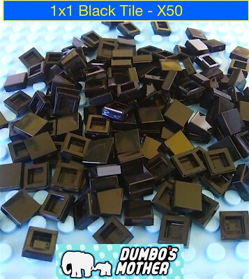 #ad Lego 1x1 Black Tiles Smooth flat tile Mosaic Building NEW X50 $5.25