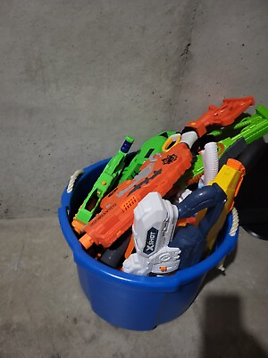 #ad Box of 15 nerf guns with magazines parts and darts $350.00