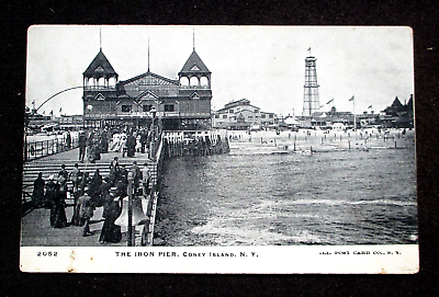 #ad VINTAGE 1905 POSTCARD THE IRON PIER CONEY ISLAND BROOKLYN NEW YORK $4.95
