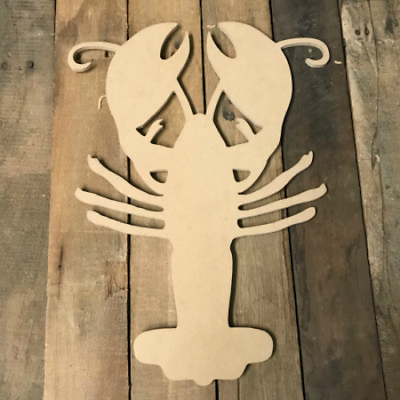 #ad Wooden Lobster Cutout Wood Lobster Shape Wall Art Shape Paintable Wall Craft $22.50