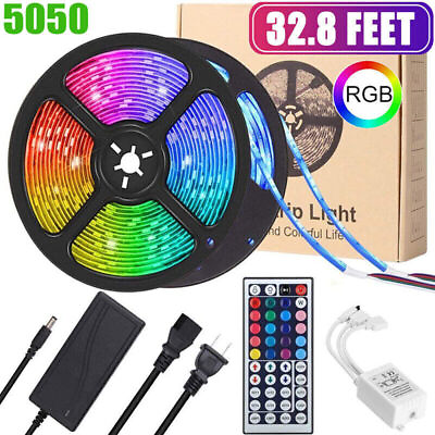 #ad LED Strip Lights 100ft 50ft Music Sync Bluetooth 5050 RGB Room Light with Remote $8.99
