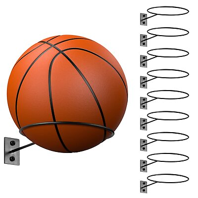#ad 10 Pcs Basketball Holder Wall Mount Sport Ball Wall Storage Metal Universal B... $31.36