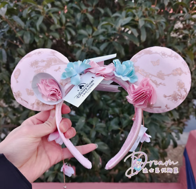 #ad Authentic Disney Pink amp;Blue Flower Minnie Mouse Ear Headband Shanghai Disneyland $16.99