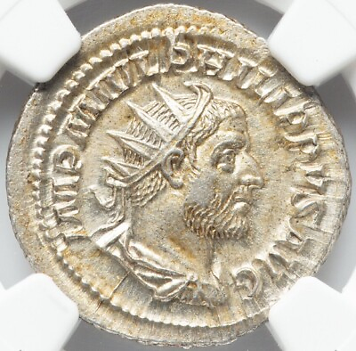 #ad NGC MS Philip I the Arab 244 249 AD Roman Empire AR Double Denarius Coin TOP POP $249.99