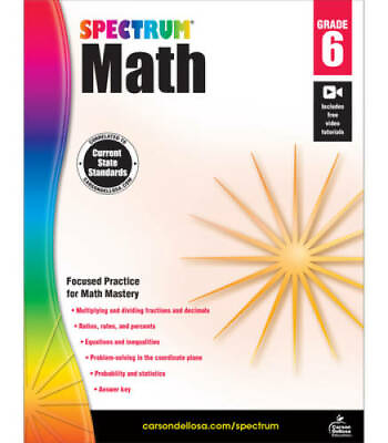 #ad Spectrum Math Workbook Grade 6 Paperback By Spectrum GOOD $4.67