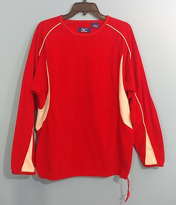 #ad Mizuno Mens Fleece Red Baseball Pull Over Sweat Shirt Sweater M Medium $20.00