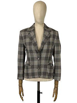 #ad Vintage Laurel by Escada Wool Check Blazer Jacket Size 38 GBP 43.67