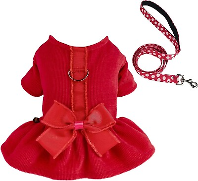 Dog Harness Dress with Leash Set Christmas Dog Clothes for Medium Dogs Girl Red $14.99
