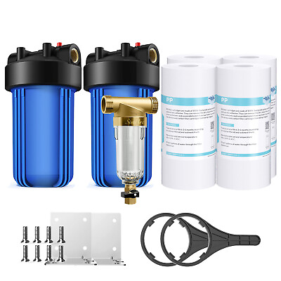 #ad 10quot; x4.5quot; Big Blue Whole House Water Filter Housing Spin Down PP Sediment System $49.99