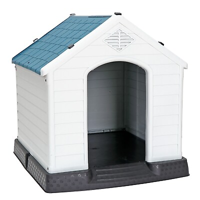 32quot; Plastic Outdoor Large Dog House Pet Puppy Kennel Weather amp; Water Resistant $85.58